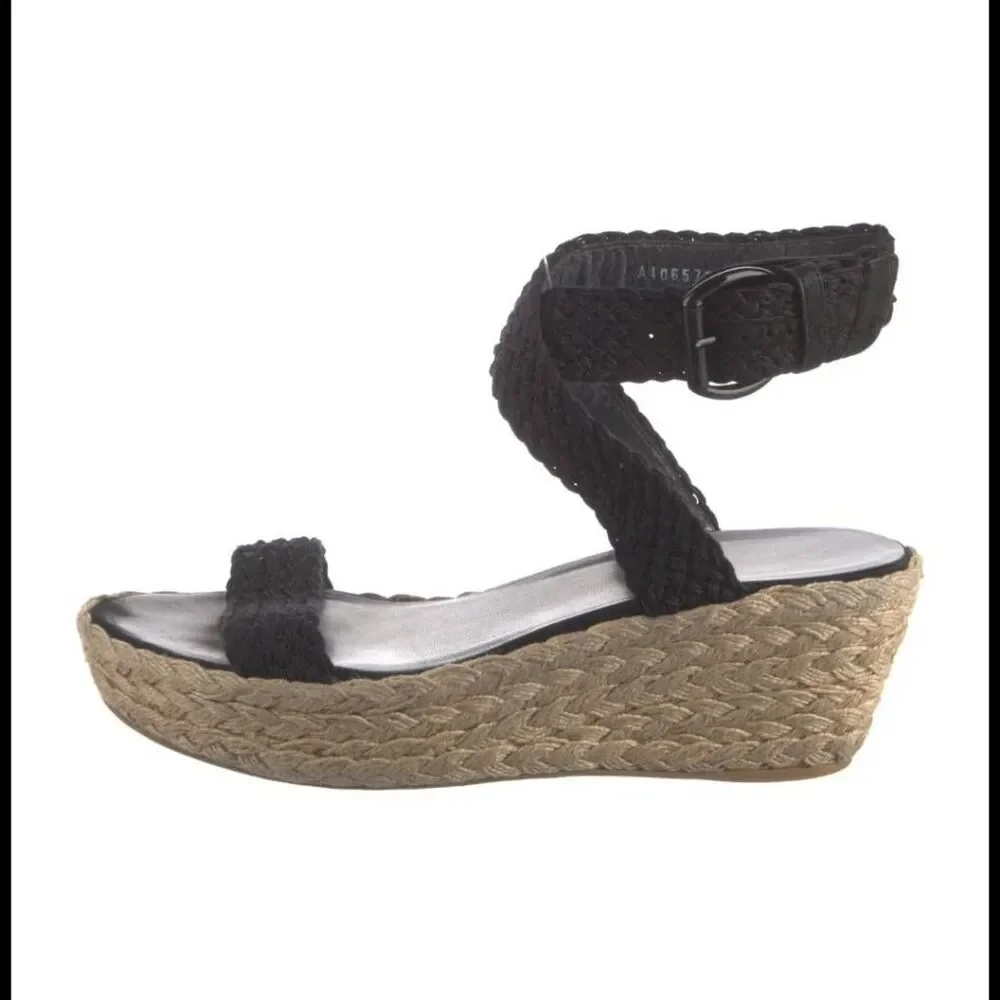 Stuart Weitzman Alexio Crochet Wedge Jute Espadrilles